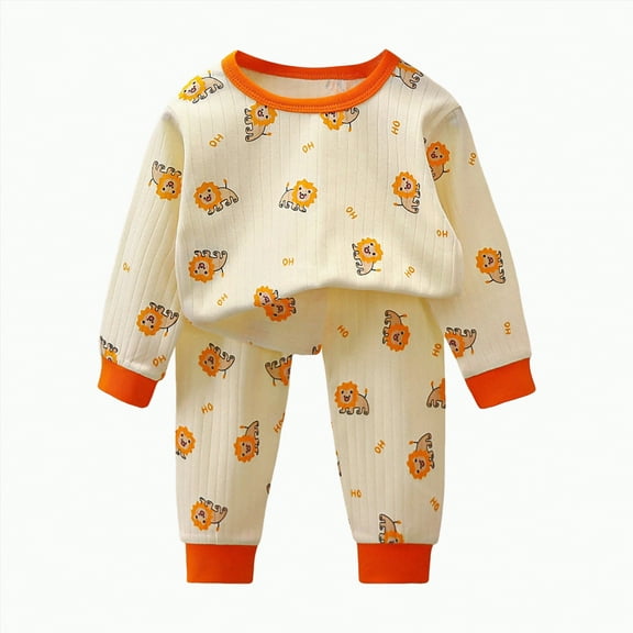 HCNTES Toddler Baby Boy Girl Fall Winter Clothes Color Block Long Sleeve Sweatshirt Pullover Tops   Joggers Pants Outfit Set(1-2 Years,Orange&5)