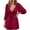 Wine, variant on Lindreshi Long Sleeve Dresses for Women Midi Fashion Women Soild Bow V-Neck Dress Short Basic Midi Club Dress Knee-Length