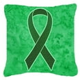 thumbnail image 2 of Carolines Treasures AN1221PW1818 Emerald Green Ribbon for Liver Cancer Awareness   Canvas Fabric Decorative Pillow  18H, 2 of 2