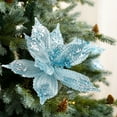 thumbnail image 5 of HongHeng 1Pc Large Heads Christmas Glitter Poinsettia Flowers Christmas Tree Ornaments Artificial Flowers with Long Stems for Xmas Tree Party DIY Holiday Decorations, 5 of 6