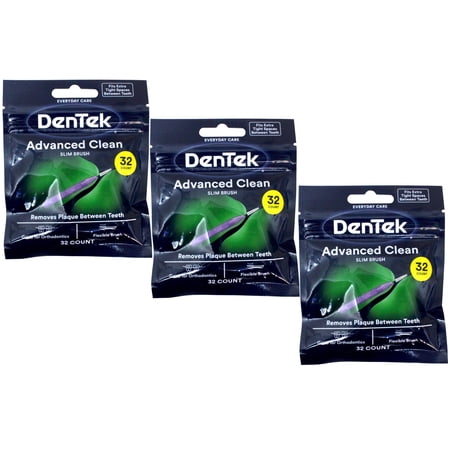 DenTek Slim Brush Advanced Clean Interdental Cleaners Tight Fresh Mint 32 Count - 4 Pack