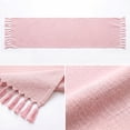 thumbnail image 4 of Sm:)e Pink Tassel Table Runner, 13x36 Inches, Boho Linen Blend Rustic Farmhouse Style, Holiday Wedding Party Kitchen Table Decor, 4 of 6
