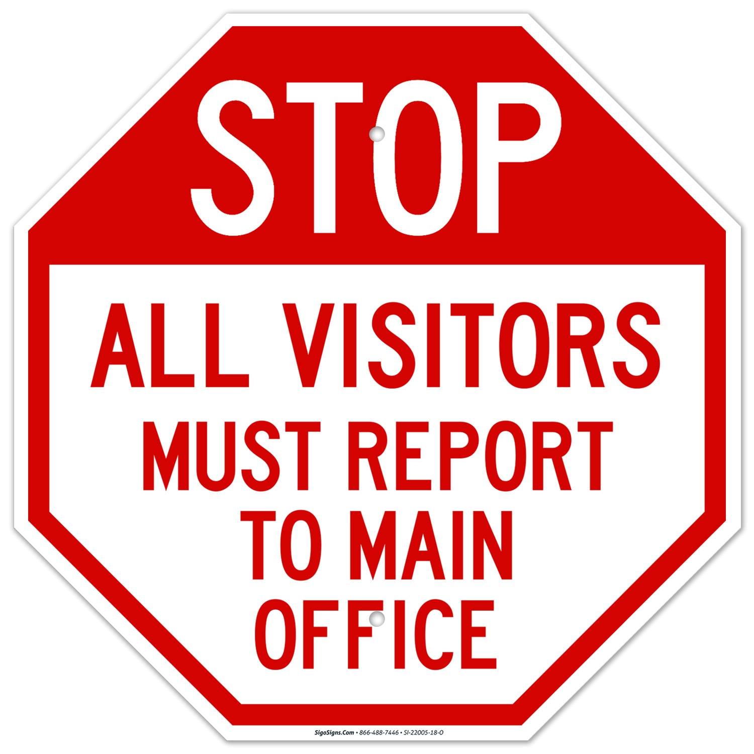 Cartello Obbligatorio 'All Visitors Must Report To Site Office' - Adesivo In Vinile 200x150mm, Norme EN 7010