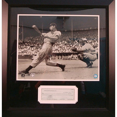 MLB Joe Dimaggio Autographed Shadowbox with a Check, 18x12