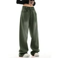 thumbnail image 2 of Siilsaa Jeans Wide Leg Women's High Waist Baggy Boyfriend Jeans Distressed Wide Leg Denim Pants Green,XL, 2 of 6