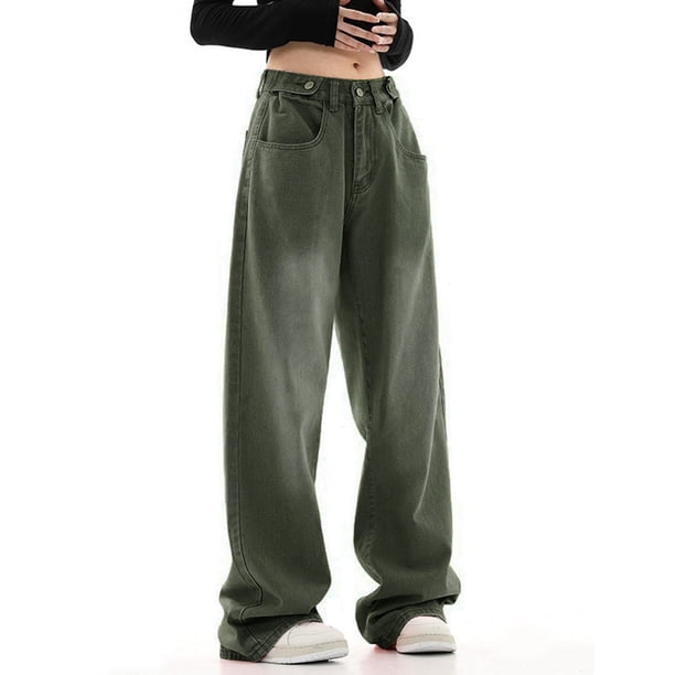 WILLBEST Jeans Mujer Pantalones Vaqueros Holgados de Pierna Recta y Cintura Alta para Mujer, Pantalones Vaqueros de Pierna Ancha, Cómodos, Elásticos, Largos Hasta El Suelo, Casuales Grande