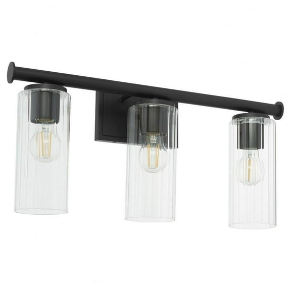 3 Light Bath Vanity-11.25 inches Tall and 23.25 inches Wide-Matte Black Finish Bailey Street Home 183-Bel-5048436