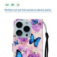 thumbnail image 5 of iPhone 13 Pro Case with Card Holder/Detachable Hand Strap, Allytech Kickstand Folio Flip Wallet Credit Card Slots Magnetic Snap PU Leather Protective Case for iPhone 13 Pro 6.1" 2021, Blue Butterfly, 5 of 5