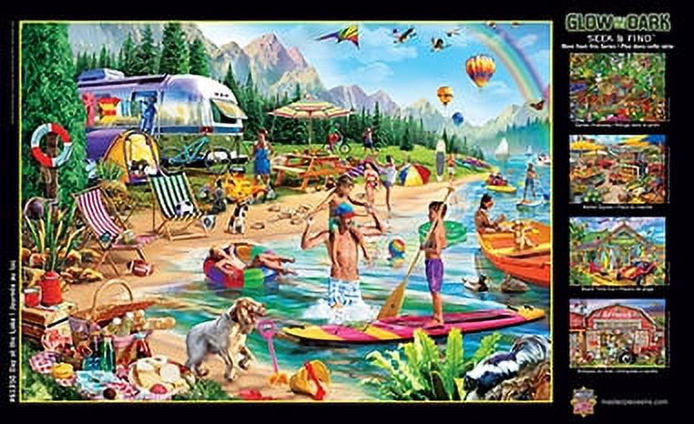 MasterPieces Glow in the Dark Seek & Find - Day at the Lake 500-Piece Interlocking Jigsaw Puzzle - Styles May Vary