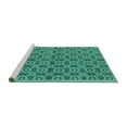 thumbnail image 2 of Ahgly Company Machine Washable Indoor Square Oriental Turquoise Blue Industrial Area Rugs, 4' Square, 2 of 4
