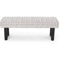 thumbnail image 6 of Ashford Boho Fabric Bench with Black Print, Modern Rubberwood Frame for Bedroom Foyer Entryway, 6 of 8