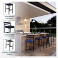 thumbnail image 2 of LeisureMod Patio Bar Stool in Powder-Coated Aluminum Frame with Removable Cushion Low Open-Back Design and Footrest Chelsea Collection in Blue, 2 of 11