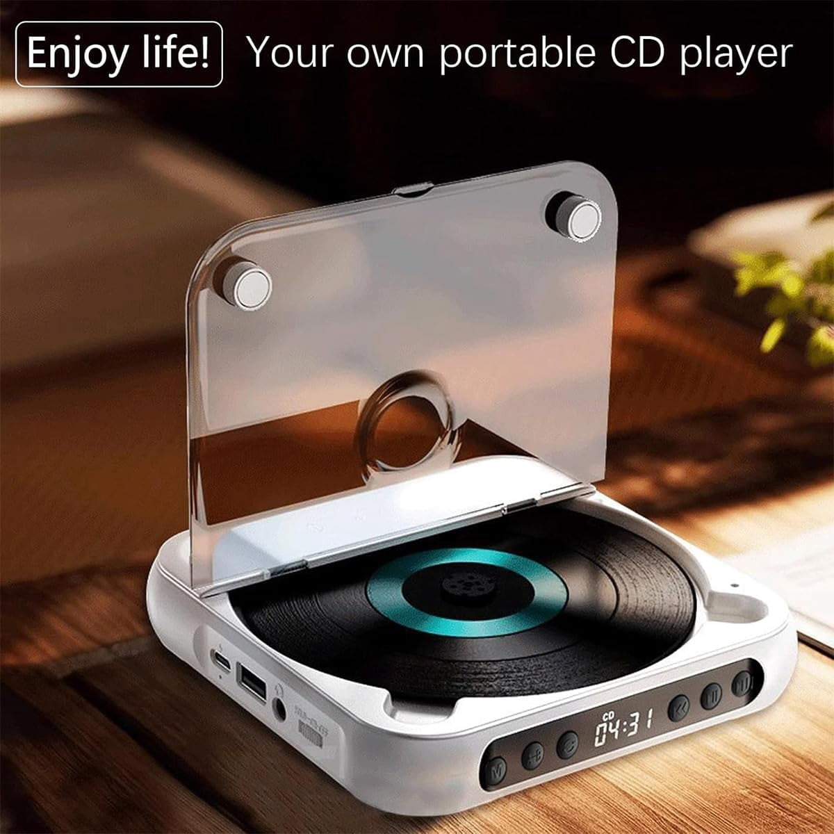 Portable Bluetooth CD Player with Led Display, Portable Bluetooth Compatible CD Player, Rechargeable Wireless CDs Player, USB/Sd/Aux/Fm for Home, Car & Outdoor (Green)