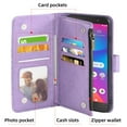 thumbnail image 6 of Compatible with Tracfone BLU View 2 B130DL Wallet Phone Case and Tempered Glass Screen Protector Flower Faux Leather Flip Credit Card Holder Stand Zipper Cell Cover for BLUE View2 Two Women Purple, 6 of 9