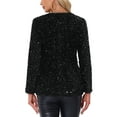 thumbnail image 3 of INSPIRE CHIC Women's Open Front Long Sleeve Disco Party Sequin Blazer Jacket L Black, 3 of 6