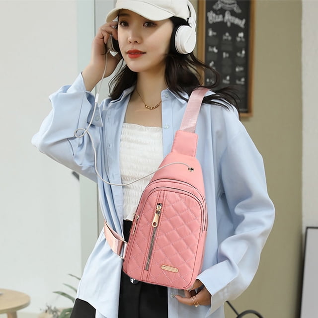 YIMWNYI Fashionable Embroidery Diamond Shoulder Bag, Watertight Backpack, Large Capacity, Multi-Functional Travel Bag, Casual Messenger Pack, Versatile Outdoor Shoulder Bag