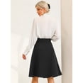 thumbnail image 3 of Falda midi plisada para mujer con decoración de botones, cintura alta, informal, para oficina, faldas de columpio Negro XL, 3 of 6