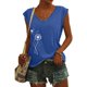 thumbnail image 3 of Playeras,Blusas y Tops,Ropa para Mujer Camisetas Sin Mangas Para Mujer Camiseta sin mangas con manga casquillo para mujer, cuello en V, color sólido, camisa informal, blusa suelta (Blue, M), 3 of 4