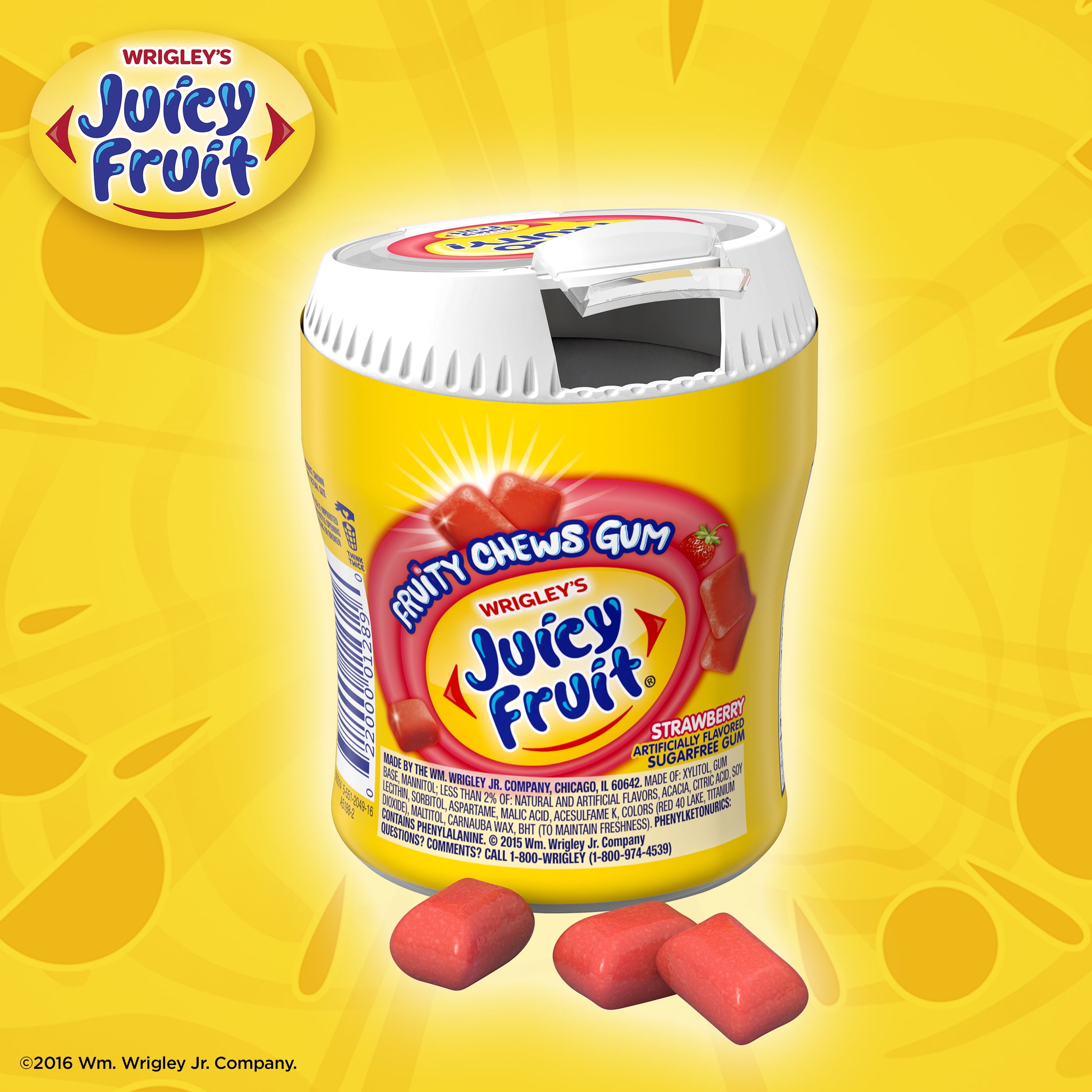 Juicy Fruit, Sugar Free Fruity Chews Strawberry Chewing Gum, 40 Ct
