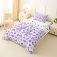 thumbnail image 2 of Manfei Kawaii Rainbow Alphabet A Twin Comforter Sets,Dreamy Unicorn Bedding Set,Purple,Polkadot Reversible,2-Piece,1 Comforter and 1 Pillowcase, 2 of 7
