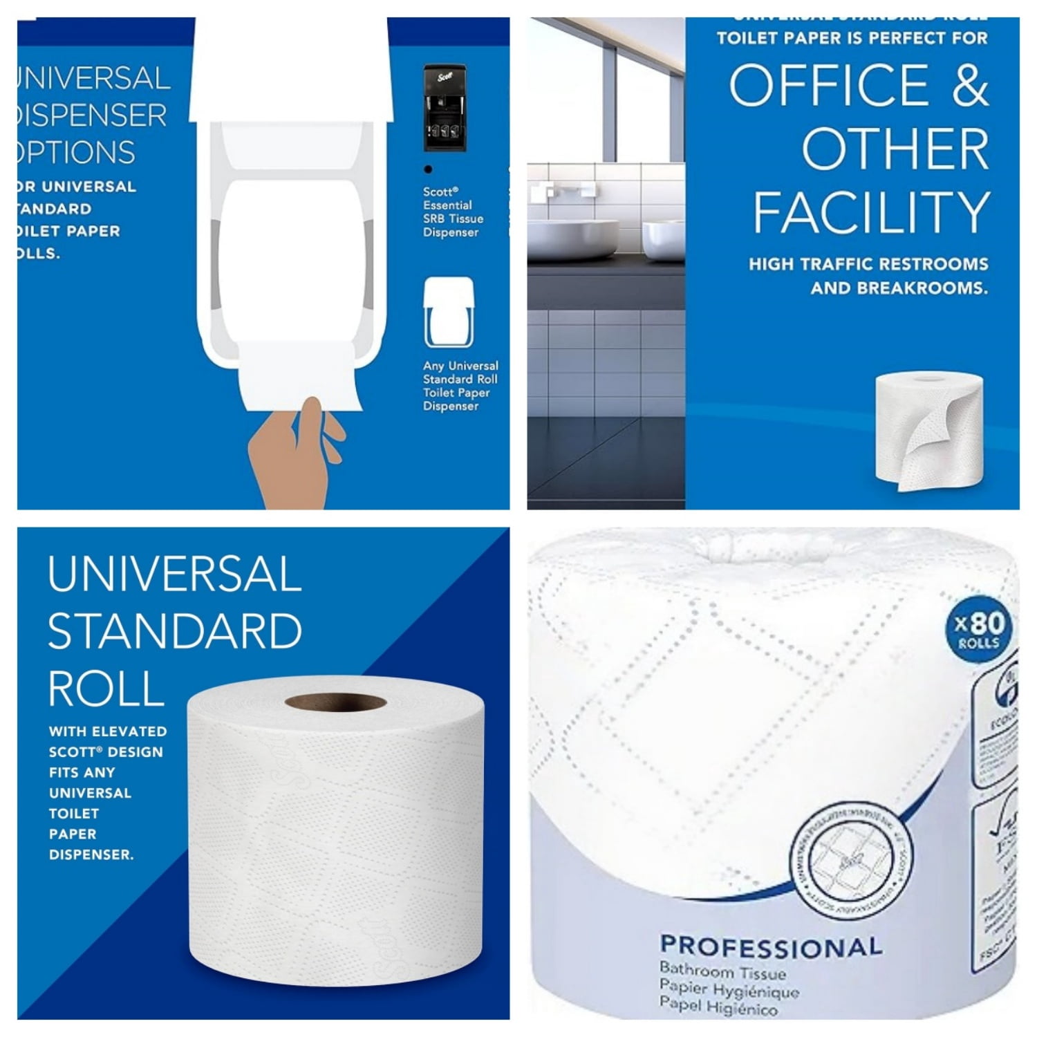 100%  Recycled Fiber Standard Roll Bulk Toilet Paper (13217), 2-Ply, Elevated Design, White, Individually Wrapped (80 Rolls of 473 Sheets, 37,840 Sheet Total)