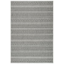 SAFAVIEH Courtyard Everette Geometric Striped Indoor/Outdoor Area Rug, 5'3" x 7'7", Black/Grey