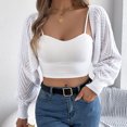 thumbnail image 4 of under $15 Turilly Women's Casual Sweaters Solid Color Hollow Lantern Sleeve Sweater Top, 4 of 6
