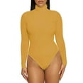 thumbnail image 2 of TQWQT Women's Mock Turtle Neck Long Sleeve Tops Bodysuit Jumpsuit, 2 of 5