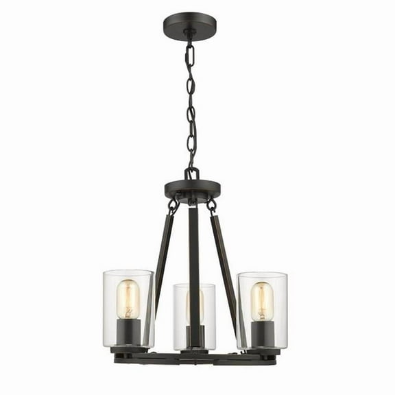 Golden Lighting Monroe 3-Light Convertible Chandelier in Black with Clear Glass