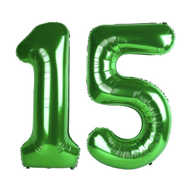 Globo número 15 verde oscuro para decoración de fiesta de cumpleaños