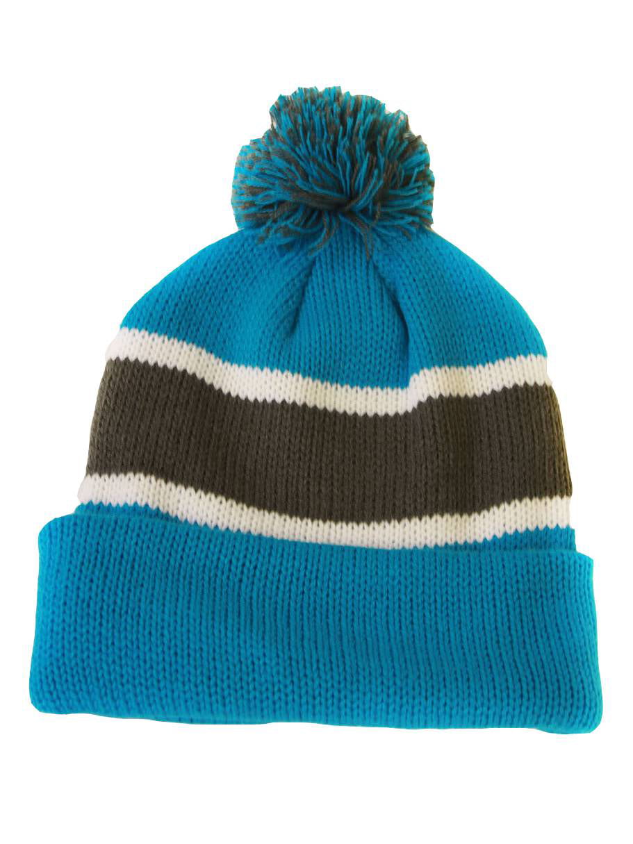 gray and white striped beanie Turquoise