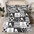 thumbnail image 2 of Homewish Hockey Sport Gamer Full Size Sheets,Wave Stripes Line Bed Sheets,Gray Black Checkered Sheet Sets For Kids,Luxury Bedroom Decor,4pcs, 2 of 7