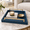 Blue-17" x 12" x 2.5", variant on Large Ottoman Tray For Coffee Table Square Shagreen Leather Decorative With Handles Living Room Decor