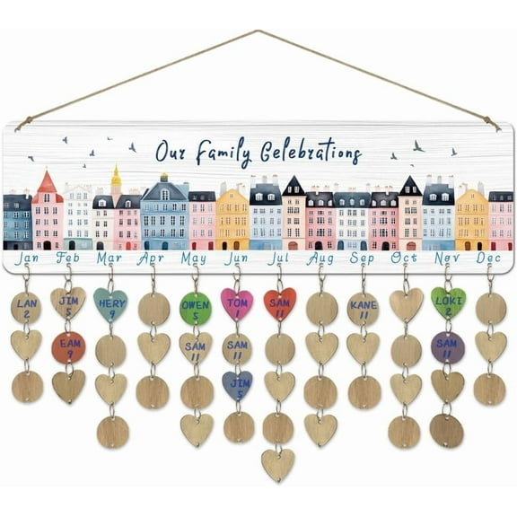 1set Wood Hanging Board with Hemp Rope for Birthday Party Decoration Rectangle with Word Building 120x400x5mm