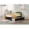 thumbnail image 4 of Bellemave Simple Style Twin Size Wood Platform Bed Frame Space Saving Twin Platform Bed with Trundle and Headboard, No Box Spring Needed, Espresso Black, 4 of 11