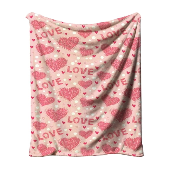 NIUBWJL Valentine's Day Throw Blanket for Bed,39.37 x 51.18 in, Red and White Hearts Romantic Romance Holiday Cute Modern Graffiti for Lovers Couples Soft Cozy Flannel Blankets for Sofa Couch Chair