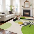 thumbnail image 4 of Rectangle Rug 5x8ft Area Rug, Mid Century Boho Green Color Block Area Rugs for Living Room Bedroom, Vintage Abstract Plant Floor Mat Non-Slip Non-Shedding Carpet Indoor Accent Rugs, 4 of 9