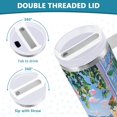 thumbnail image 3 of Yayeee 40oz Stainless Steel Tumbler with Straw and Handle Double-Wall Insulated Travel Water Bottle, Blue Floral Window, 3 of 8