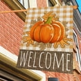 thumbnail image 3 of Welcome Fall Pumpkin House Flag Double Sided 28x40 Inch Autumn Maple Leaves Orange Buffalo Plaid Seasonal Holiday Thanksgiving Farmhouse Decoration Outdoor Flags, 3 of 6