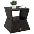 thumbnail image 1 of Outsunny Table Basse en Rotin Osier pour Patio avec Trou pour Parasol Café Foncé, 1 of 10