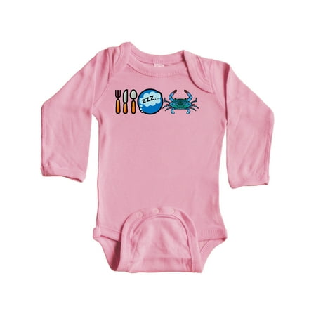

Inktastic Eat Sleep Eat Crab Gift Baby Boy or Baby Girl Long Sleeve Bodysuit
