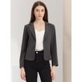 thumbnail image 3 of Chaqueta abierta de la chaqueta del traje de la cosecha del trabajo de la oficina del frente de las mujeres Gris oscuro XS, 3 of 6