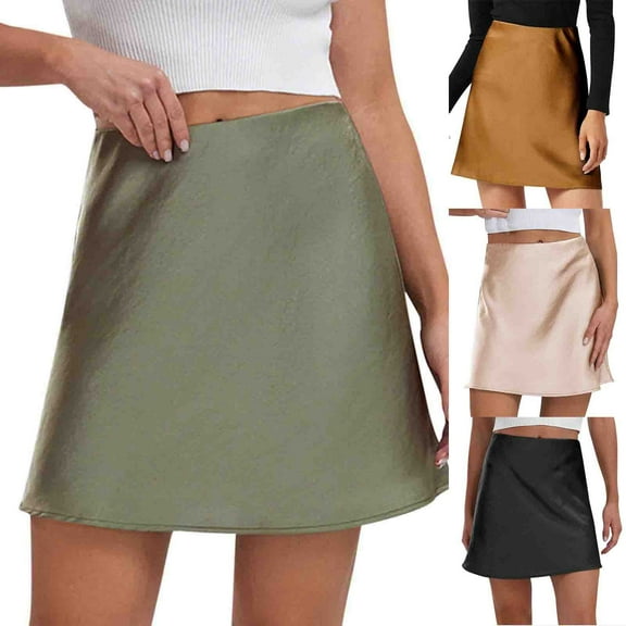 Brondbend Skirts for Women Midi Skirt Solid Color High Waist Mid-Calf Skirt Leisure Skirts Loose Skirts Meeting 50% off Clear Beige Skirt for Women Size-L