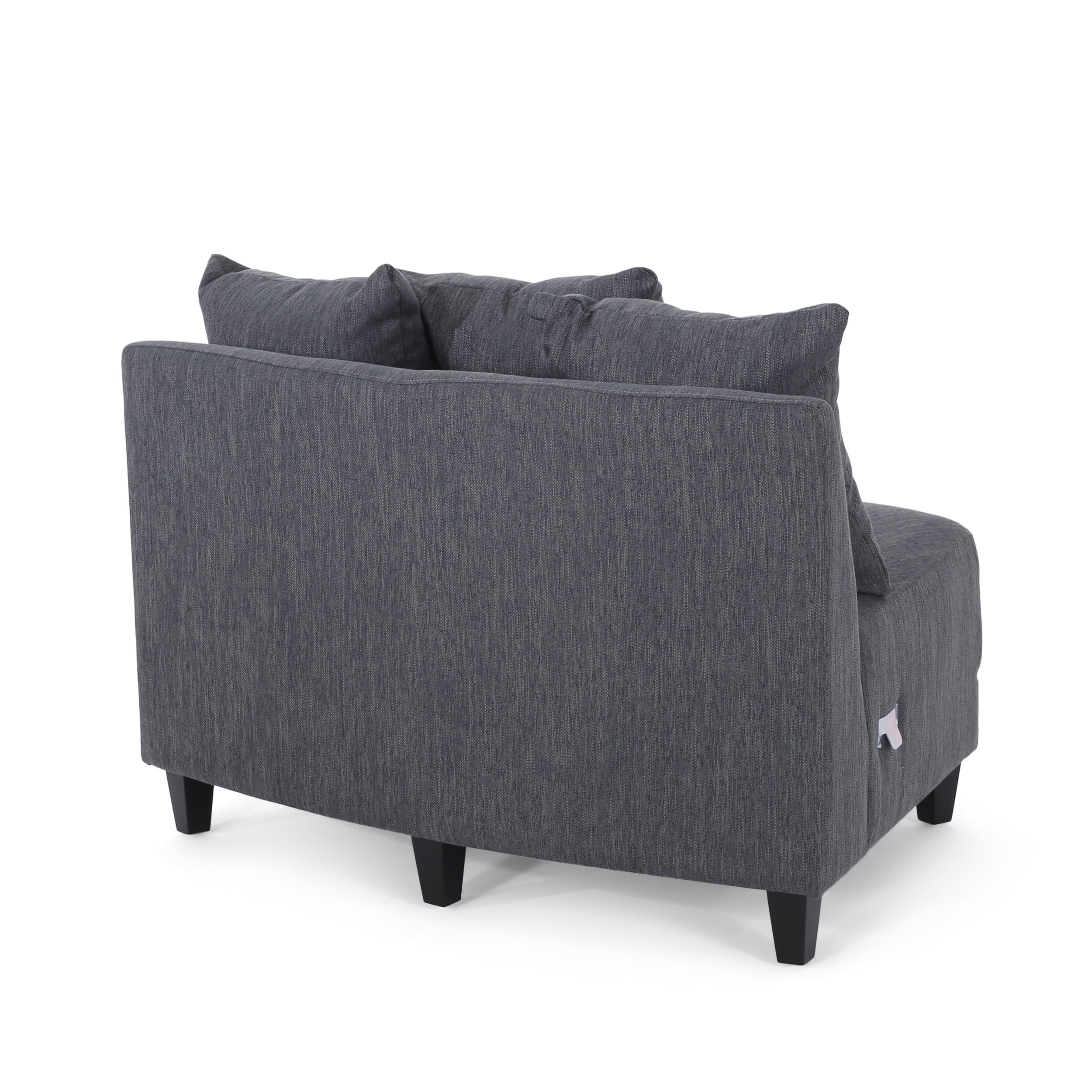 Noble House Raintree Indoor Contemporary Fabric 3 Seater Curved Sectional Sofa, Charcoal