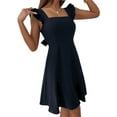 thumbnail image 2 of Franhais Women Summer Slip Mini Dress, Fly Sleeve Square Neck Backless A-line Dress for Party, 2 of 6