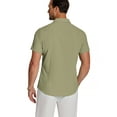thumbnail image 4 of Coshow Men's Button Down Short Sleeve Shirt Cuban Guayabera Casual Summer Linen Beach Shirt, 4 of 5
