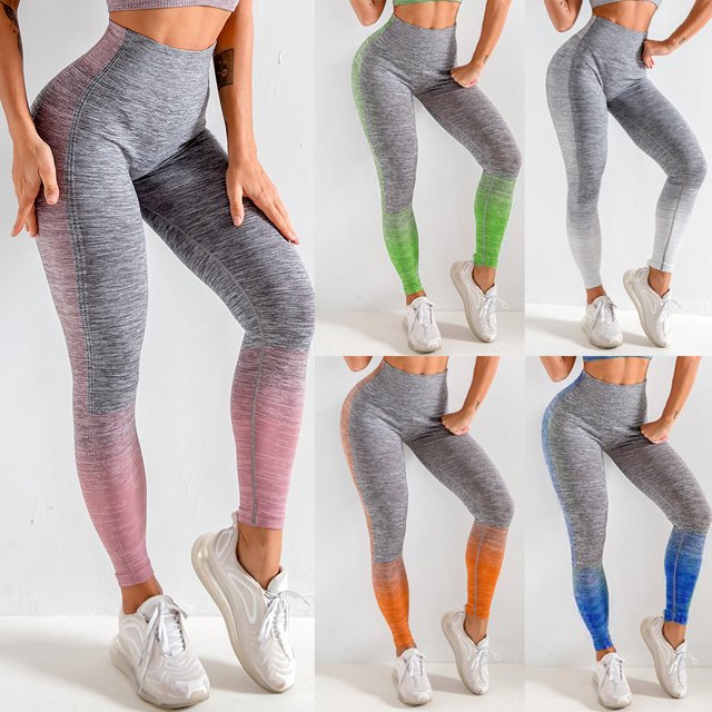Leggings de yoga para mujer empalmados elásticos de cintura alta de secado rápido Bodycon