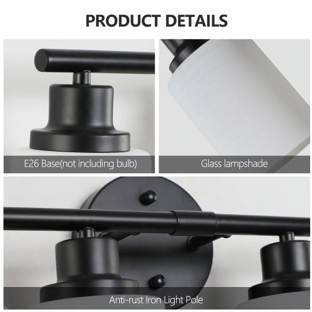 ACE-LIGHTS,Modern 5-Lights Vanity Bathroom Mirror Light with Frosted White Glass(Bulbs Not Included),Contemporary Wall Sconce for Bathroom,Dressing Room,Bedroom,Living Room(Black)