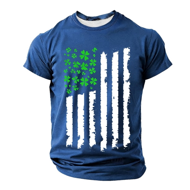Mens Camisetas Casual Impreso Cuello Redondo Manga Corta Suéter Top de Fitness para Deportes de Uso Diario