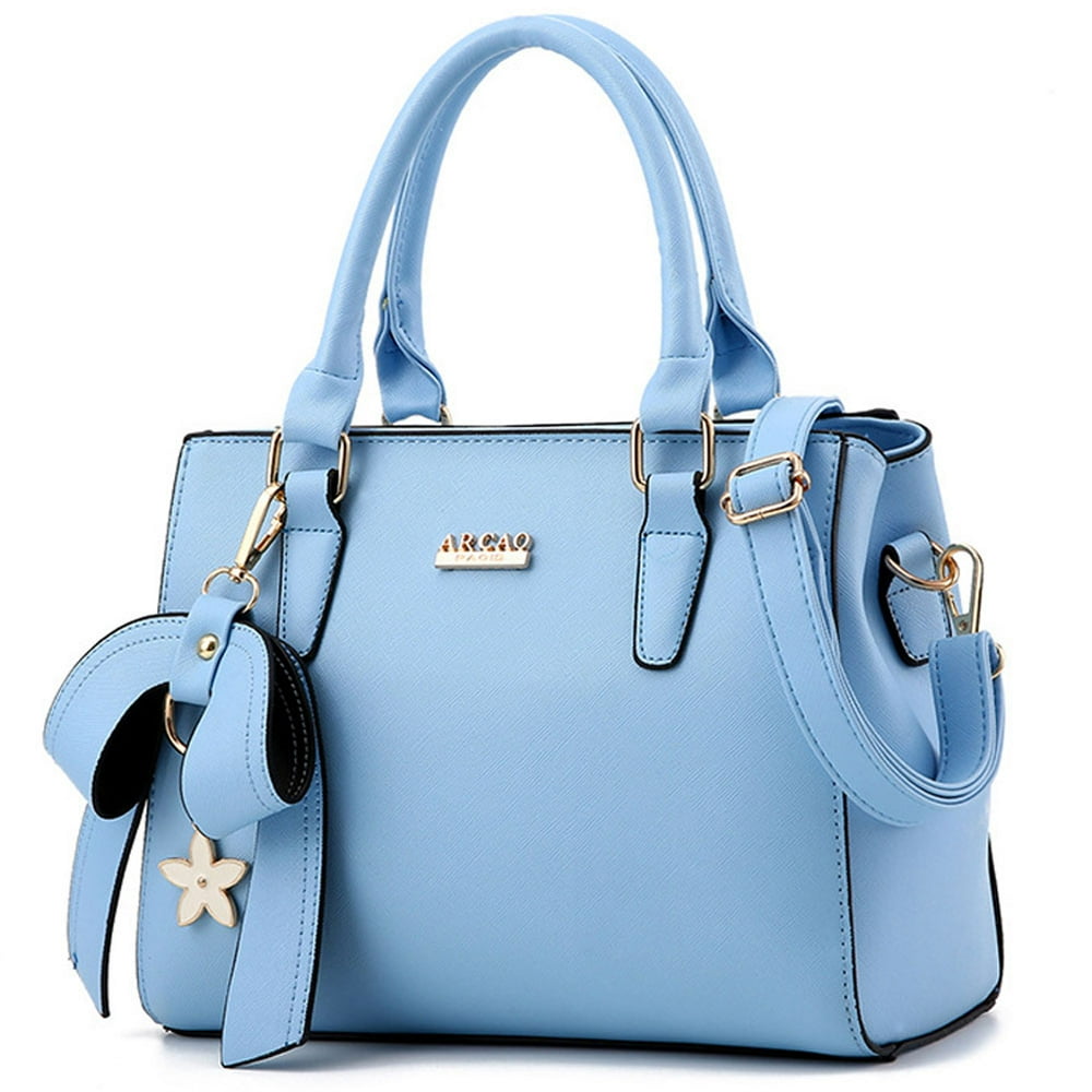 Zzfab Small Bow with Flower Dangling Purse Light Blue